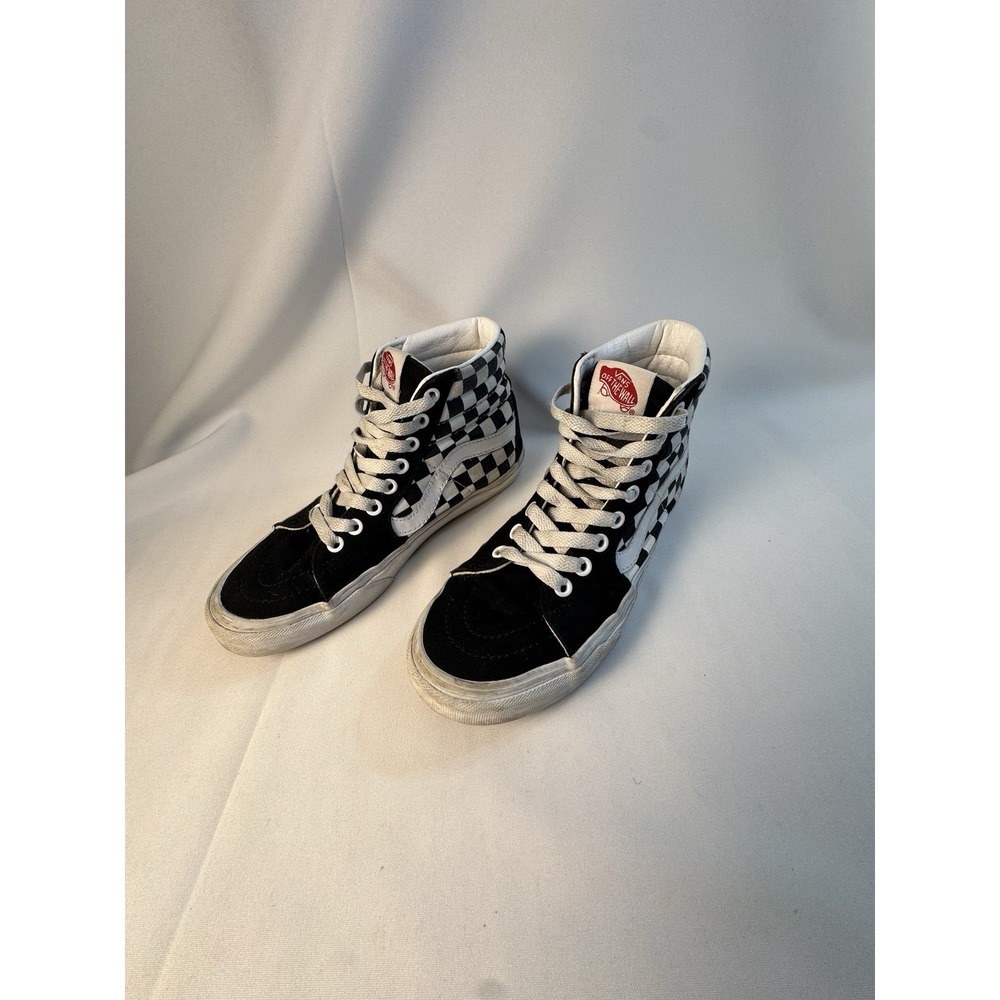 Vans High Top Sneakers US Mens 5 Women's 6.5 Suede Checkered Pattern Skate Shoes